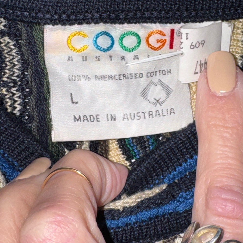 Vintage Coogi made in Australia Men’s Textured Knit 100% Cotton Sweater 90’s - Picture 3 of 6